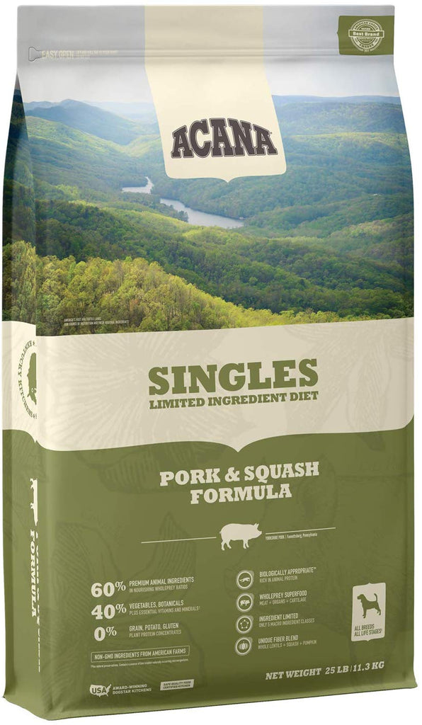 Acana Dry Dog Food Singles Pork & Squash 25lb