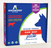 Answers Dog Frozen Raw Detailed Beef Patties 4lb
