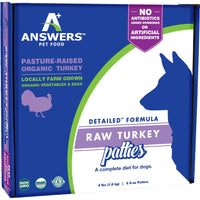 Answers Dog Frozen Raw Detailed Turkey Patties 4lb