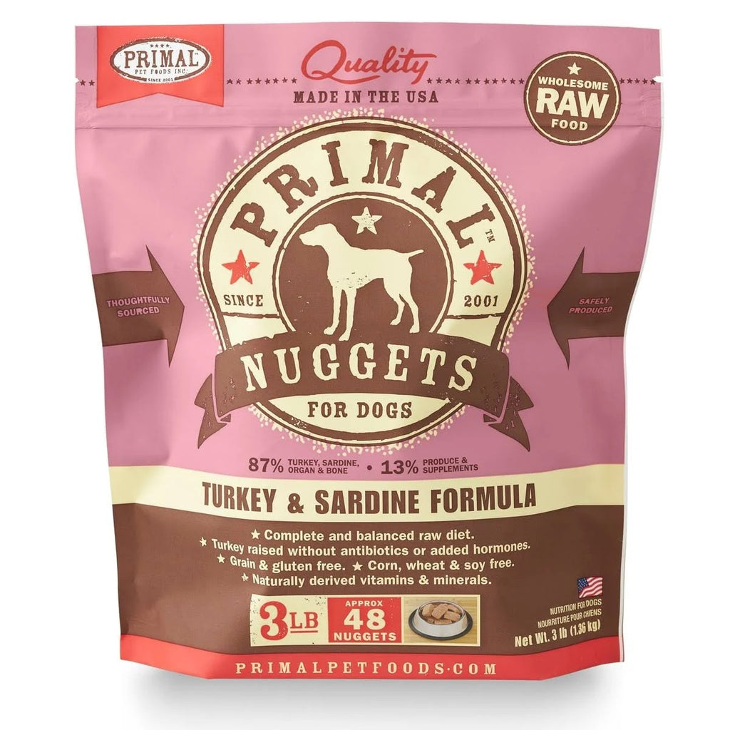 Primal Frozen Raw Turkey and Sardine for Dog 3lb Nuggets
