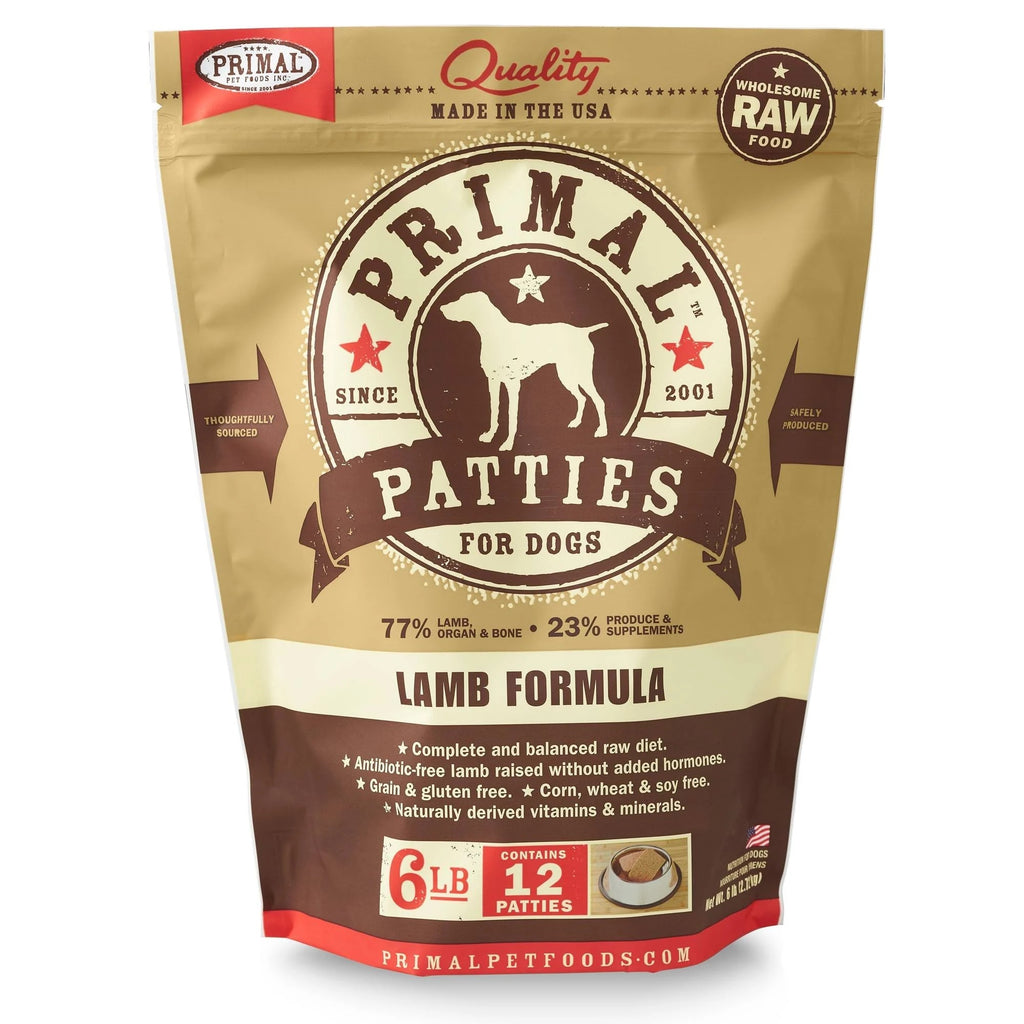 Primal Frozen Raw Lamb for Dog 6lb Patties