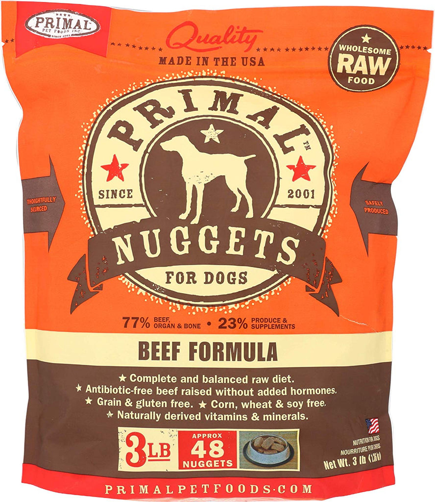 Primal Frozen Raw Beef for Dog 3lb Nuggets