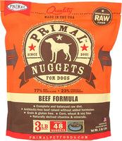 Primal Frozen Raw Beef for Dog 3lb Nuggets