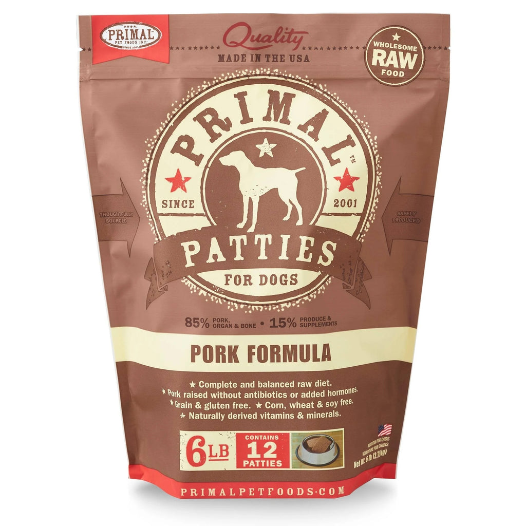Primal Frozen Raw Pork for Dog 6lb Patties