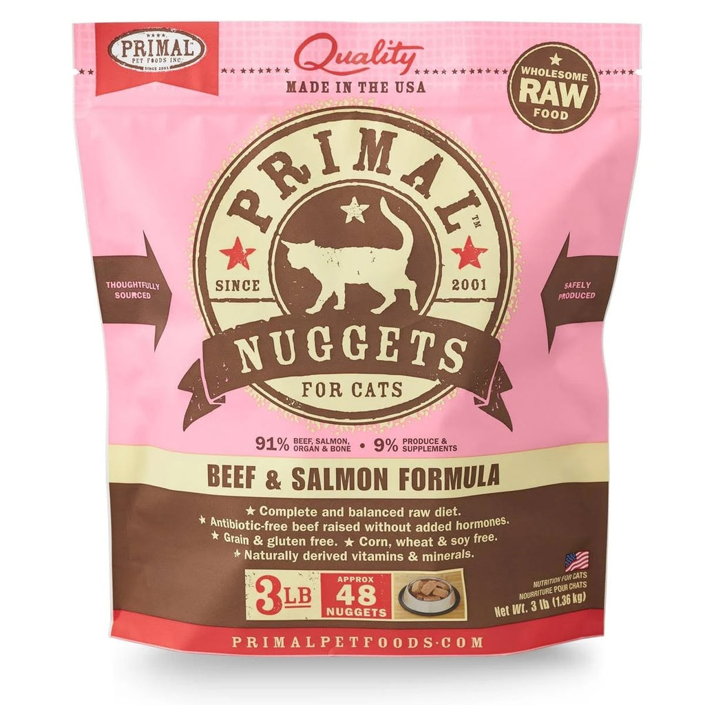 Primal Frozen Raw Beef and Salmon for Cat 3lb Nuggets