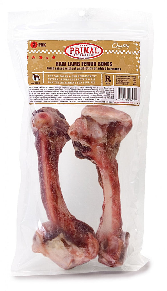 Primal RAW Lamb Femur Bone 2pk