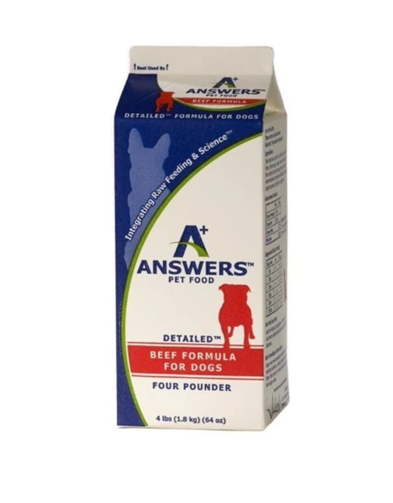 Answers Dog Frozen Raw Detaile Beef 4lb Carton